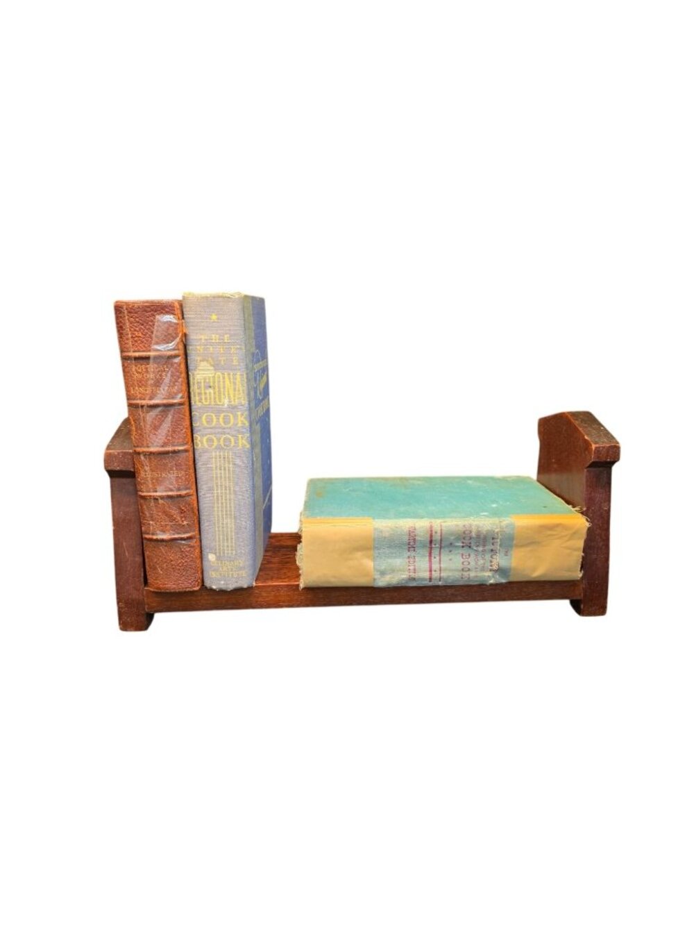 Vintage Dark Wood Carved Star Tabletop Book Trough Bookshelf Book Holder Stand